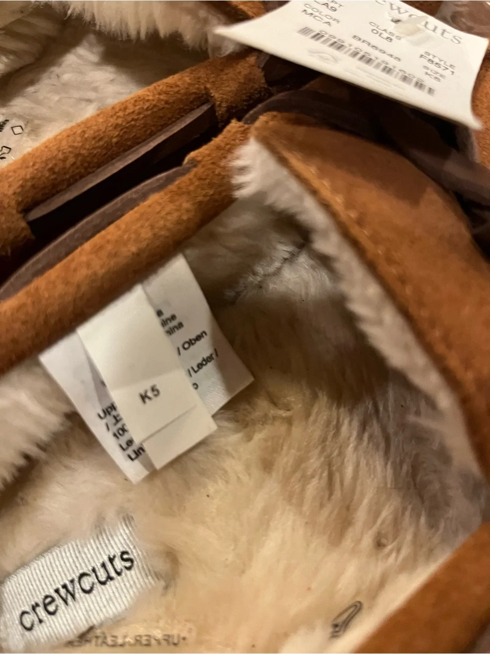 Crewcuts Chestnut Brown Faux-Shearling Moccasin Slippers
